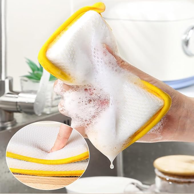 5PCS Multipurpose Dishwashing Rags, 2024 New Double Sided Sponge Kitchen Dishcloth, Multi-Purpose Absorbent Sponge Dishwashing Rags for Washing Dishes Cleaning Kitchen(3.54 * 5.31inch)