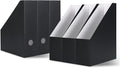 Rempry Magazine File Holders Black Set of 6, Foldable Cardboard Document Organizer Boxes with Labels, Space-Saving Storage for Office, Home, School, 10x3.3x12 Inchs