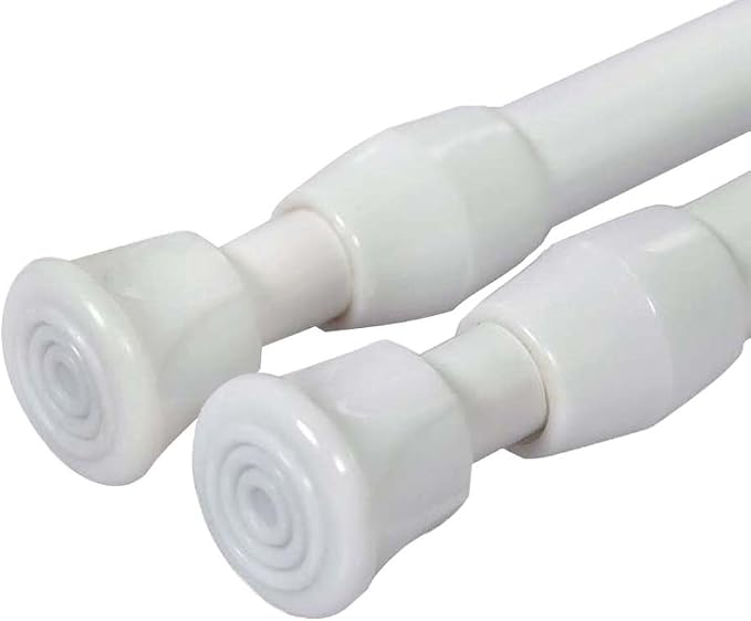 AIZESI Spring Tension Curtain Rods Short Tension Rod (White,27" to 37"-2Pc) | Adjustable, No Drilling, Expandable Spring Loaded, Suitable for Doors and Windows