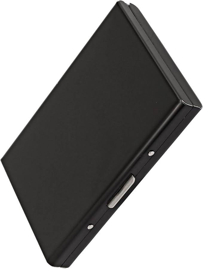 Black Stainless Steel Credit Card Holder | Slim Metal Wallet for Cards and Cash, RFID Blocking, Compact Business Card Case, For Women and Men