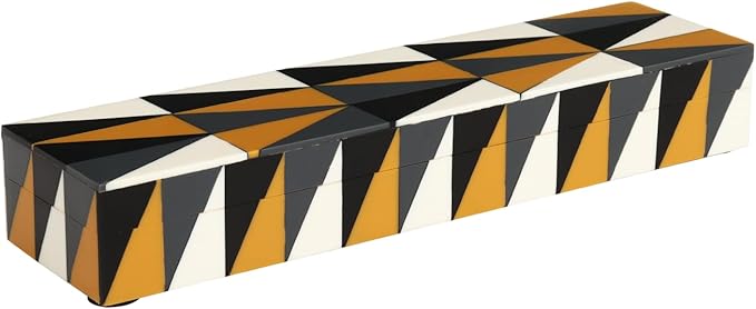 Handicrafts Home Decorative Storage Box with Lid, Decorative Remote Control Box, Slim Coffee Table Storage Box, Decorative Box for Shelf, Desk & Living Room Decor, Puzzle Guild 10 x 2.5 x 1.5 Inch