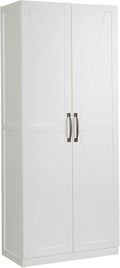 Sauder HomePlus Farmhouse Multipurpose Storage Cabinet Tall Pantry with Adjustable Shelves, in White Finish