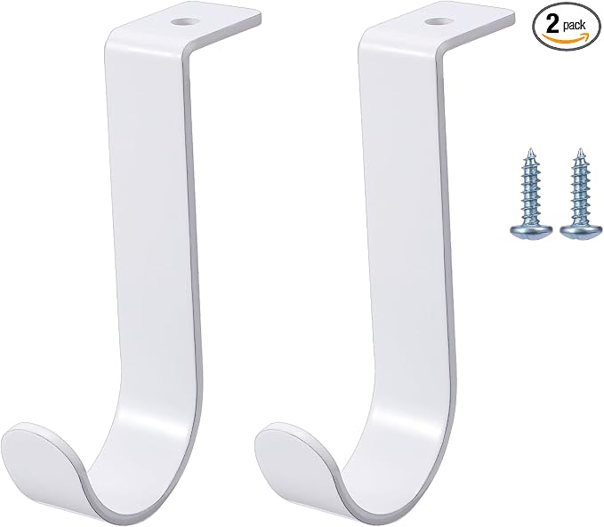 OwnMy 2PCS Closet Rod Brackets, 1 Inch to 1.5 Inch Round Closet Rod Holders | Heavy Duty Wall Mount Closet Shelf Rod Pole Support Brackets, Metal Clothes Storage Hangers Brackets with Screws, White