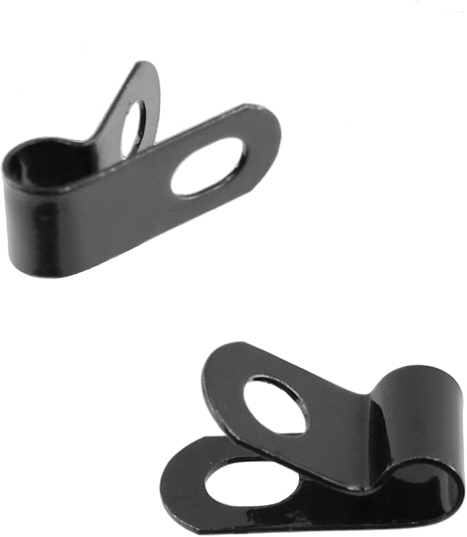 Antrader 0.2" Fence Wire Clamps, R-Type Agricultural Fencing Mounting Clips | 100Pcs 5mm Cable Management Cord Organizer with Screws to Vinyl, Wood or Metal Fence