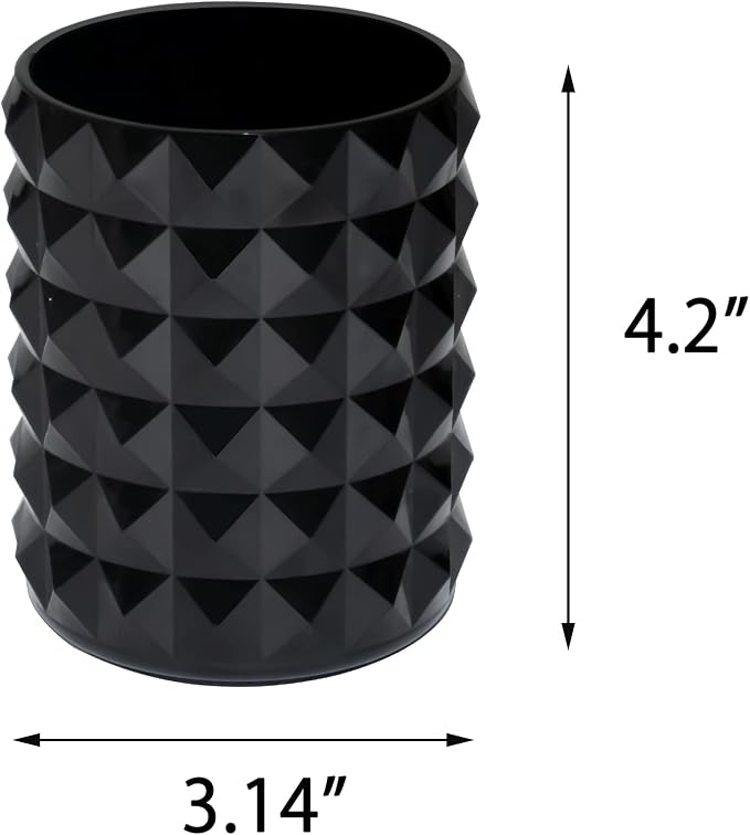 Acrylic Makeup Brush Holder, Brush Organizer, Vanity Accessories | Black Make Up Brush Holder Organizer, Round Cosmetic Storage Cup Pen Holder for Desk Vanity, Marker Organizer Office Supplies