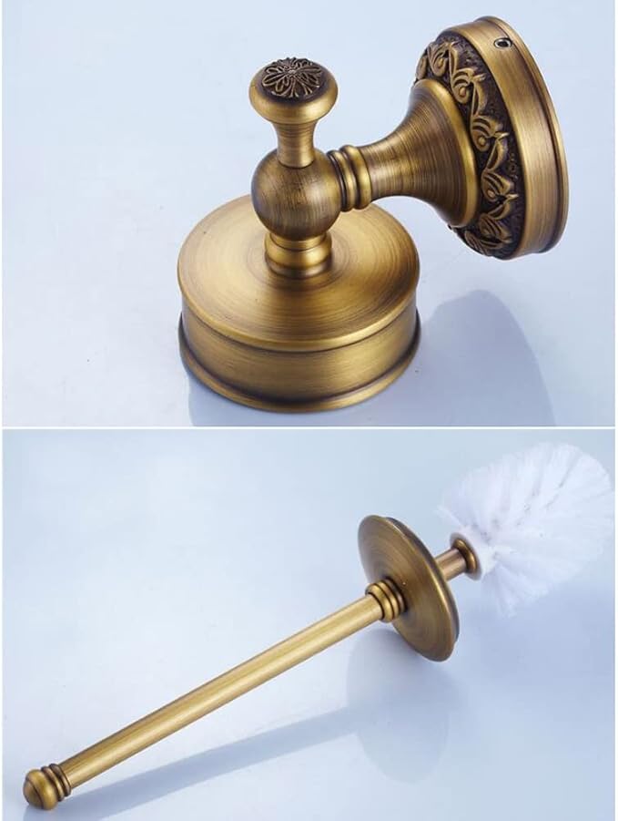 Toilet Brush and Holder, Toilet Brush with Copper Long Handle, Toilet Bowl Brush for Bathroom, Elegant, Durable, Home Cleaning Utensils Bathroom Accessories