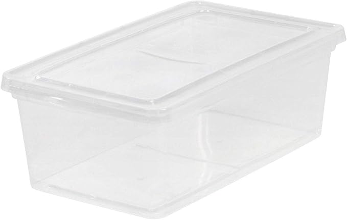 IRIS USA 12-Pack Plastic Storage Bins with Lids, 7 Quart Stackable Clear Organizing Containers, Durable BPA-Free Latching Boxes for Home, Office, Garage & Closet Organization, Medium Size, Clear