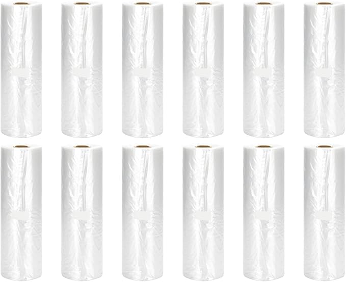 Immuson 12" x 20" Plastic Produce Bag on a Roll Food Storage Bags Clear Plastic Produce Bag for Fruits, Vegetable,Bread, Kitchen Bags (4200 Bags-12 Roll)