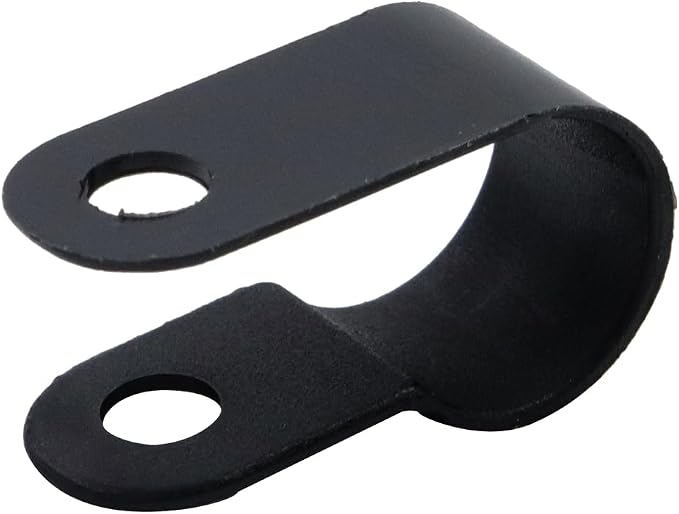 Antrader Nylon Plastic R-Type Cable Clamps,3/8" Clamps Fasteners Assortment | Black Cable Clips with Screws for Wire Managemen,Office,Garage