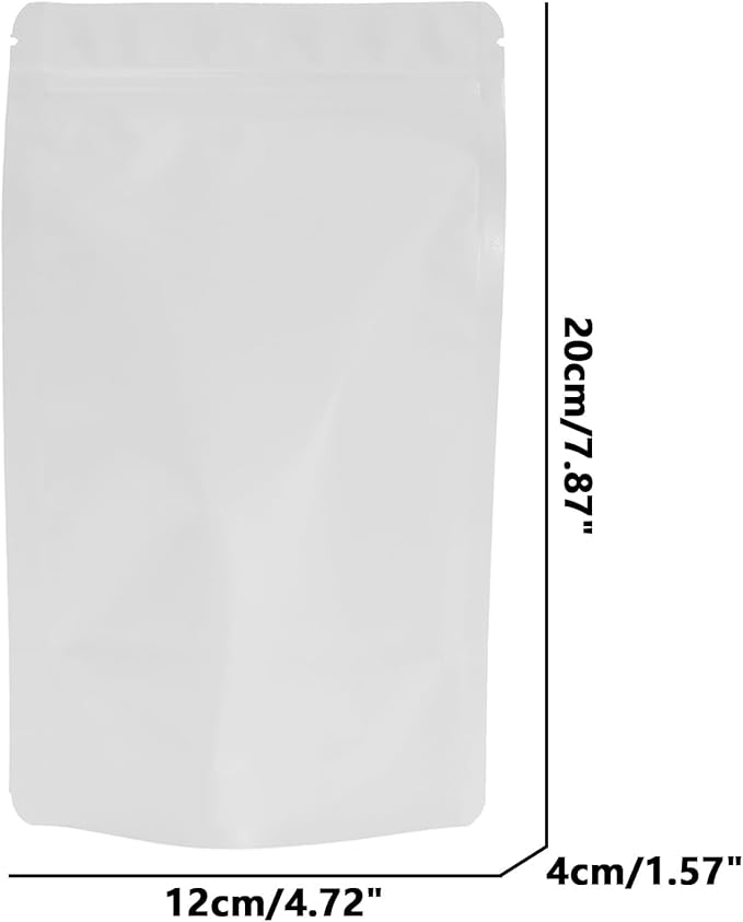100PCS Smell Proof Resealable Pouch Bags,ULIFESTAR Aluminum Foil Flat Food Storage Bag,Sealable Pcsaging Zipper Pouches with Tear Notches for Pcsaging Lipgloss,Jewelry,etc(12*20cm/4.72*7.87",White)