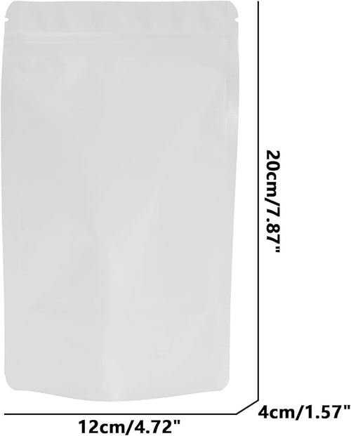 100PCS Smell Proof Resealable Pouch Bags,ULIFESTAR Aluminum Foil Flat Food Storage Bag,Sealable Pcsaging Zipper Pouches with Tear Notches for Pcsaging Lipgloss,Jewelry,etc(12*20cm/4.72*7.87",White)