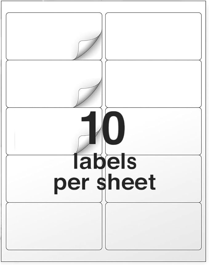 2" x 4" Shipping Address Labels for Laser Inkjet Printer, Mailing Label White for Package or Envelope, Printable Label Sheet 5163 8163 (50 Sheets 500 Labels)