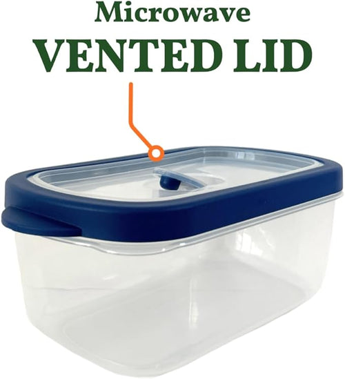 10-Piece Rectangle Food Storage Containers with Vented Lids, Airtight and BPA Free, Stackable, Microwave, Freezer, and Dishwasher Safe (BLUE)