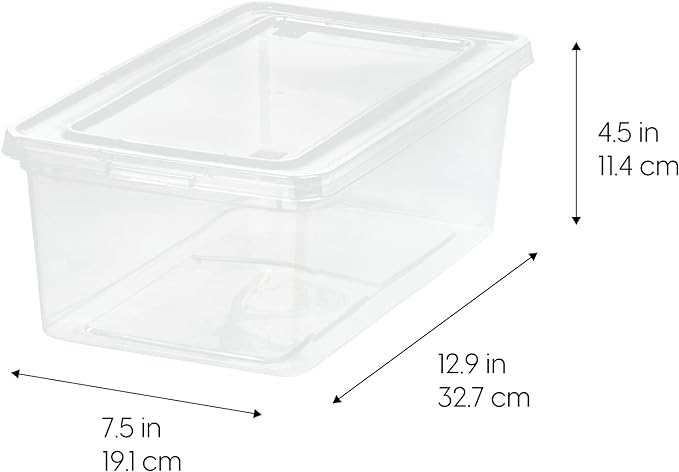 IRIS USA 6 Qt Storage Bins with Lids, 6-Pack Clear Plastic Storage Containers, Stackable Organization Boxes for Shoes, Crafts, Classroom Supplies & Household Storage