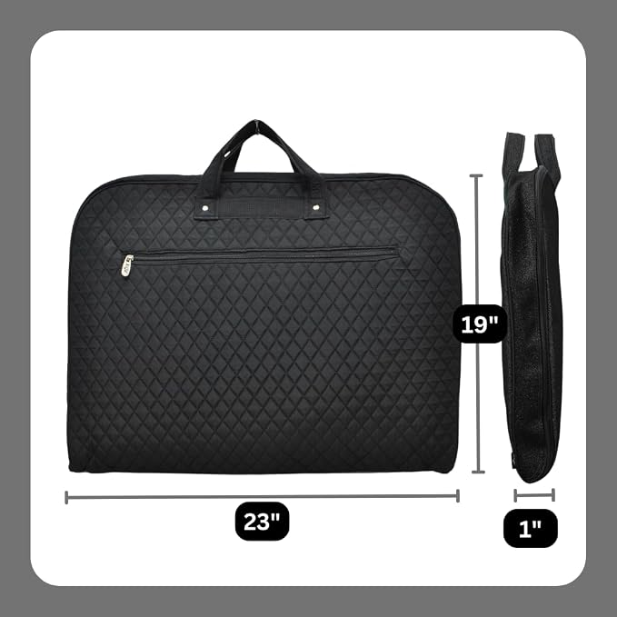 NGIL Glitter Travel Hanging Garment Bag (Quilted-Black) | Garment Bag for Girls, Cheer Travel Bag, Dance Competition Bag, Cheer Dance Competition, Beauty Pageant