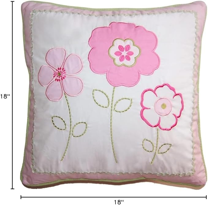 Cozy Line Home Fashions Pink Greta Pastel Floral Embroidered Decorative Pillow (Floral Embroidered 1 - Piece)