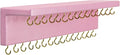 SANY DAYO HOME Pink Necklace Holder Jewelry Organizer with 30 Hooks, 15 x 3 x 4 inches Wall Mount Rustic Pine Wood Shelf for Necklace, Hair Bow Storage