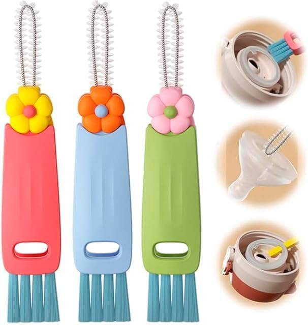 3 in 1 Cup Lid Gap Cleaning Brush Set, Multifunctional Insulation Bottle Cleaning Tools, Mutipurpose Tiny Silicone Cup Holder Cleaner, Home Kitchen Cleaning Tools