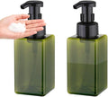 2Pcs Foaming Soap Dispenser, 450ml(16oz) Refillable Modern Square Pump Bottle for Shampoo, Body Wash, Liquid Soap, PETG Plastic Empty Soap Dispenser for Kitchen, Bathroom, Hospital (Green)