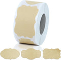 300 Pcs Kraft Labels Stickers, 1.2x2 Inch, 3 Decorative Designs, Writable for Gift Wrapping, Pantry Storage, Jars & Wedding Decor