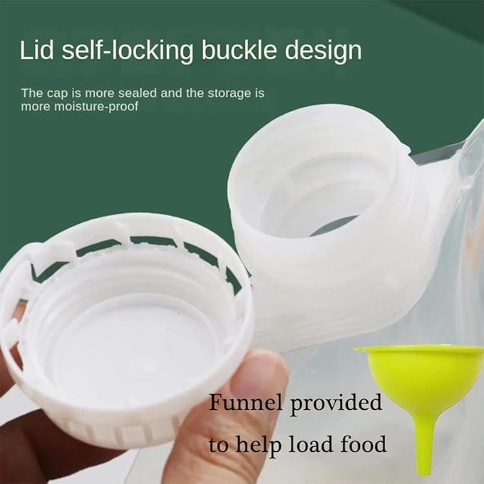 Sealed Bag, Reusable 10 pcs Transparent Grain Storage Suction Bags, Large Capacity Stand Up Sealed Packaging Bags for Multipurpose Food Storage, with Funnel (2.5L)