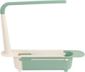 Telescopic Sink Storage Rack, Retractable Sink Drainer with Bracket and Crossbar Telescopic Kitchen Over Sink Organizer with Towel Hanger for Kitchen (Green)
