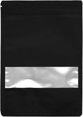 50PCS Foil Pouch Mylar Bags with Clear Window,ULIFESTAR Stand Up Sealable Bags with Tear Notches,Resealable for Food,Party Favors,Gift Packaging and Small Business(18 * 26cm/7.09 * 10.24",Black)