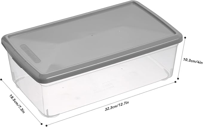 6 Quart Latching Storage Box,Plastic Clear Storage Bins With Lids Stackable (Grey, 8 Pack)