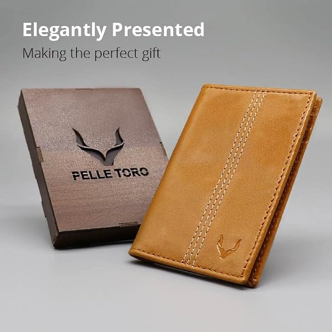 Minifold Men's Slim Leather Wallet with RFID Blocking Contactless Handmade, Minimalist and Slim, in Gift Box for Men