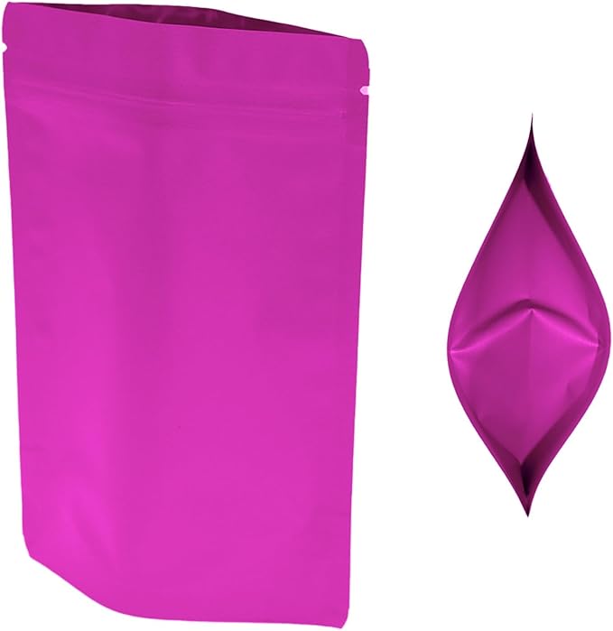 100PCS Smell Proof Resealable Pouch Bags,ULIFESTAR Aluminum Foil Flat Food Storage Bag,Sealable Pcsaging Zipper Pouches with Tear Notches for Pcsaging Lipgloss,Jewelry,etc(10*15cm/3.94*5.91",Purple)