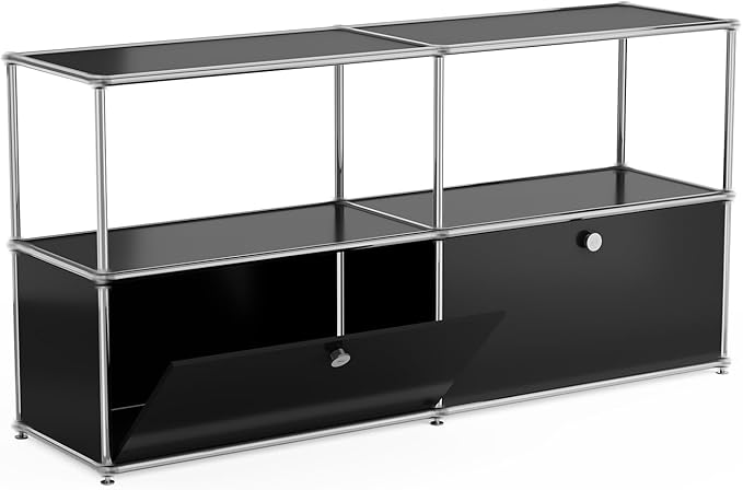 Modern Storage Cabinet Black F Versatile Free-Standing Organizer for Living Room, Garage, Kitchen, Home Office Décor