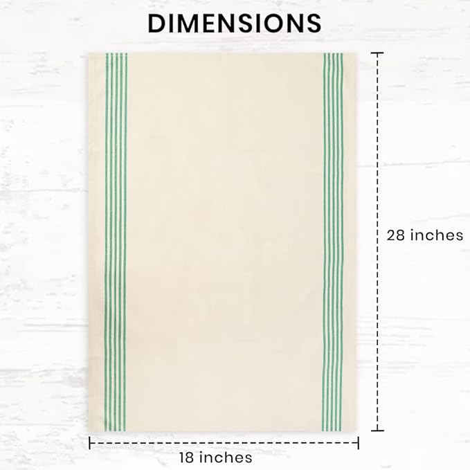 Stripe Kitchen Towels Decor 18x28 in Cotton Dish Towels Boho Embroidery Festive Gift Set of 6 Pantry Kitchen Vintage Farmhouse Reusable Kitchen Dish Towels|Green