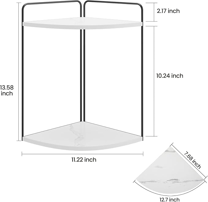 Forest Angle Bathroom Counter Organizer,Countertop Organizer,Vanity Organizers,Bathroom Storage,Bathroom Sink Caddy,Counter Shelf,Corner Counter,Corner Shelves(Black-White Marble)