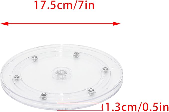 2 Pcs Clear 7 inch Acrylic Lazy Susan Rotating Turntable Organizer Bearings - Round Swivel Plate for Spice Rack, Table, Cake, Kitchen Pantry
