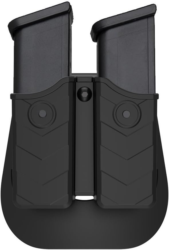 Universal Double Magazine Holster Pouch fit 9mm .40 .45 Pistol Gun Mags | Adjustable Retention Mag Holder for Glock, S&W, Ruger, Sig, Taurus, Beretta, Springfield and More Similar-Size Mags