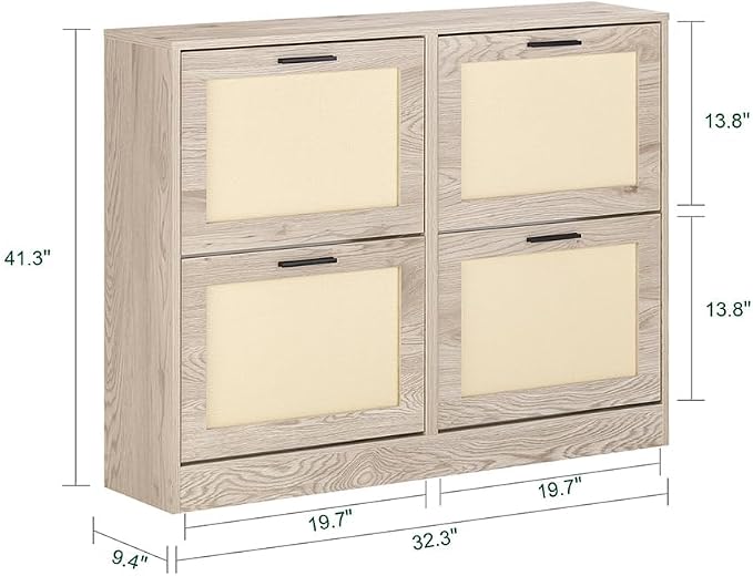Haotian FSR151 White Flip-Drawer Shoe Cabinet (Nature, 4-Drawers)