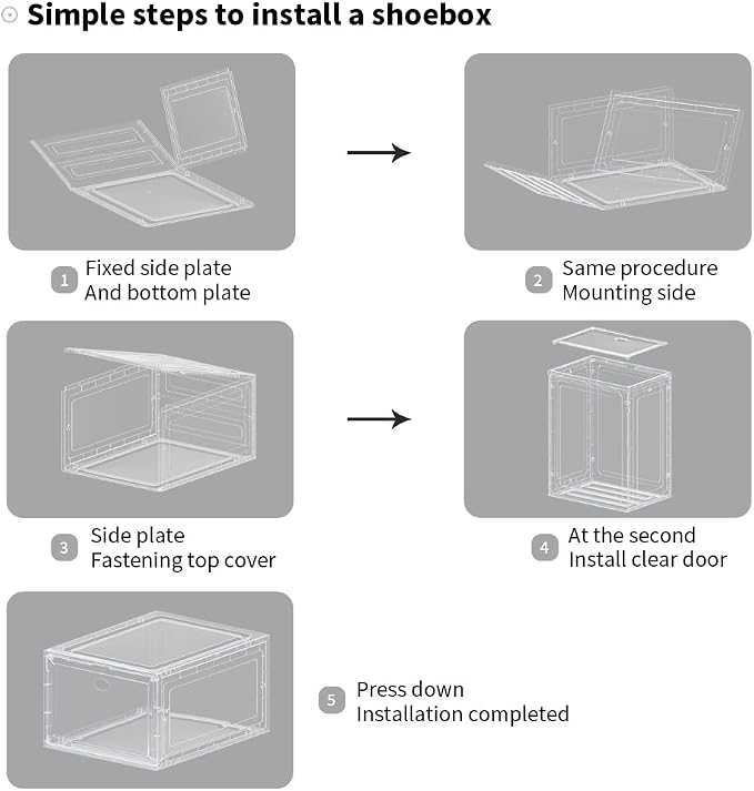12 Pack Clear Shoe Boxes Stackable for Closet, Drop Front Large Plastic Shoe Containers