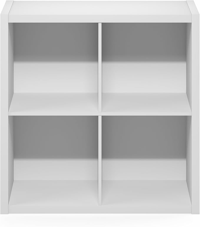 Furinno Cubic 4-Cube Closet Organizers and Storage, Closet Organizer, White | Open Shelf Closet Storage, Closed Back, Extra Thick Frame, for Wardrobe, Bedroom, Living Room