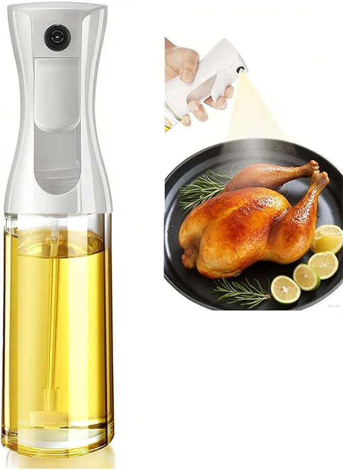 Olive Oil Sprayer for Cooking, 220ml Glass Oil Dispenser for Kitchen Gadgets, Food Grade Premium Spray Bottle, Continuous Spray with Portion Control, for Salad, Frying, BBQ