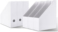 Rempry Magazine File Holders White, Foldable Cardboard Document Organizer Boxes with Labels, Space-Saving Storage for Office, Home, School, 10x3.3x12 Inchs, 6 Pack
