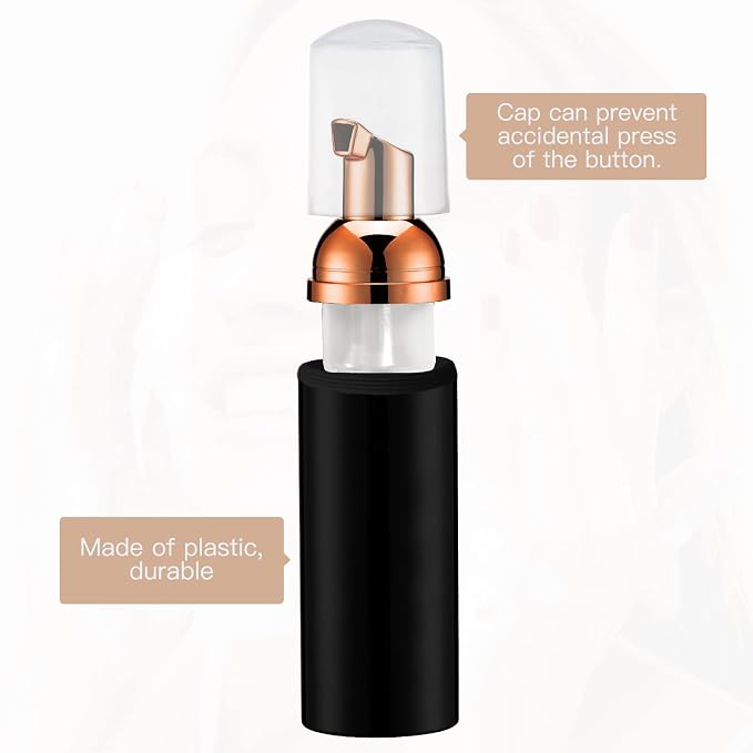 Travel Foam Pump Bottle - 2oz Small Size Foaming Hand Soap Dispenser - Mini Portable Mousse Lash Shampoo Kit Container for Hair - Empty Leak Proof Rose Gold &Black,White,Pink Foamer 3Pack