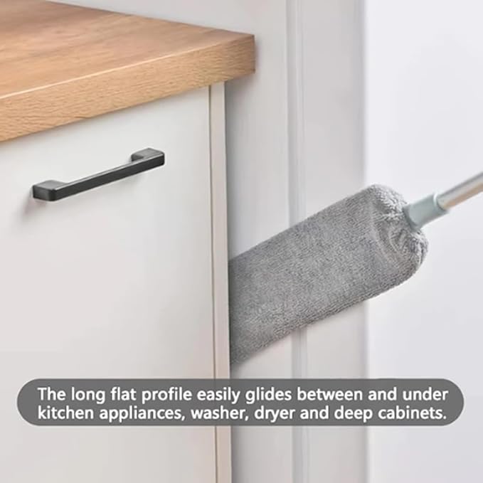 2025 New Retractable Gap Dust Cleaning Artifact with 3-Layer Hook 3 Microfiber Dusting Cloths Long Handle for Cleaning Under Refrigerator