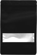 100PCS Foil Pouch Mylar Bags with Clear Window,ULIFESTAR Stand Up Sealable Bags with Tear Notches,Resealable for Food,Party Favors,Gift Packaging and Small Business(16 * 24cm/6.3 * 9.45",Black)