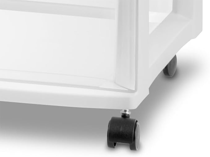 Sterilite 6 Pack 3 Drawer Storage Cart, Plastic Medium Organizer with Wheels, White - Multipurpose Bin for Crafts, Accessories, or Office Supplies