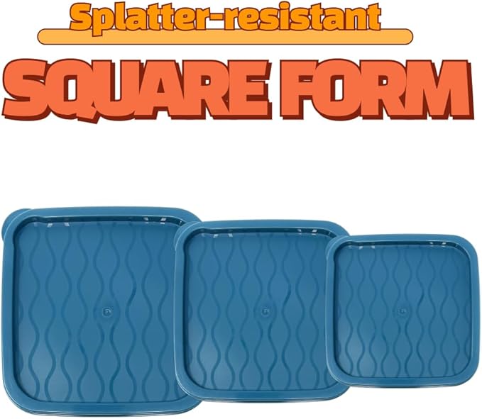 6-Piece Food Storage Containers with Lids, BPA Free, Microwave, Freezer, and Dishwasher Safe, Stackable, Assorted Colors (3, Square)