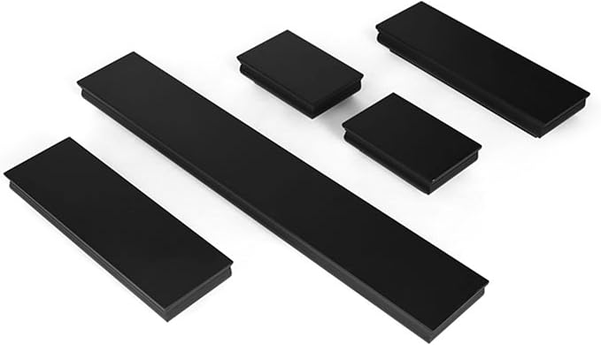 MELANNCO Floating Shelves for Wall Set of 5 - Black MDF Wall Shelves, 2 of 6 in, 2 of 12 in, 1 of 24 in, Multifunctional Room Decor Shelf with Hardware Included