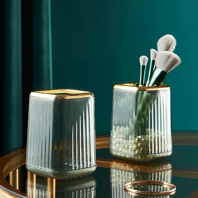 Green Plastic Pen Holder for Desk, Pencil Organizer Cup for Desk & Office | Pencil Holder,Makeup Brush Cup and Pen Cup Pencil Caddy for Home, Art Supplies and Desktop Organization