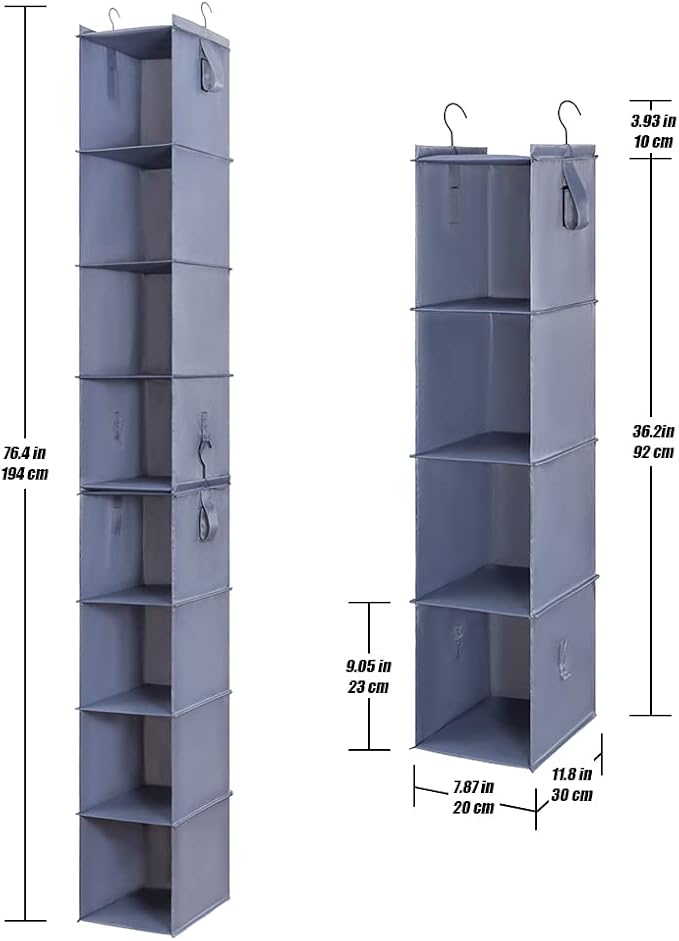 Hanging Closet Organizer Storage Shelf Rack Bag Sweater Hat Shoe | Hang Closet Organization Storing Shelves Rack Display, for Purse Handbag Clothes Hats Shoes, Space Saver Oxford Cloth 2 Pack