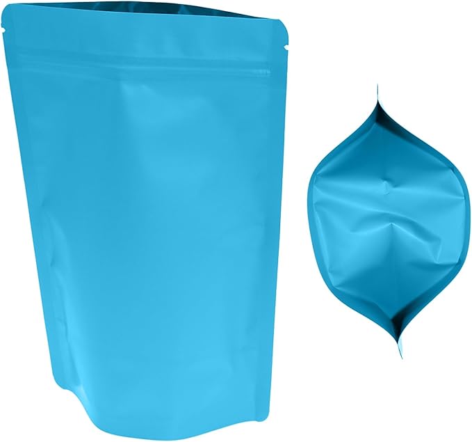 100PCS Smell Proof Resealable Pouch Bags,ULIFESTAR Aluminum Foil Flat Food Storage Bag,Sealable Pcsaging Zipper Pouches with Tear Notches for Pcsaging Lipgloss,Jewelry,etc(14*20cm/5.51*7.87",Blue)
