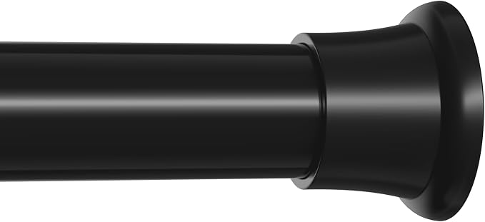 Black Shower Curtain Rod 24 to 46 Inches Adjustable, 1 Inch Diameter Heavy Duty Tension Curtain Rods No Drill, Rust-Resistant Tension Rod for Bathroom, 1 Pack (Black, 24"-46"-1P)